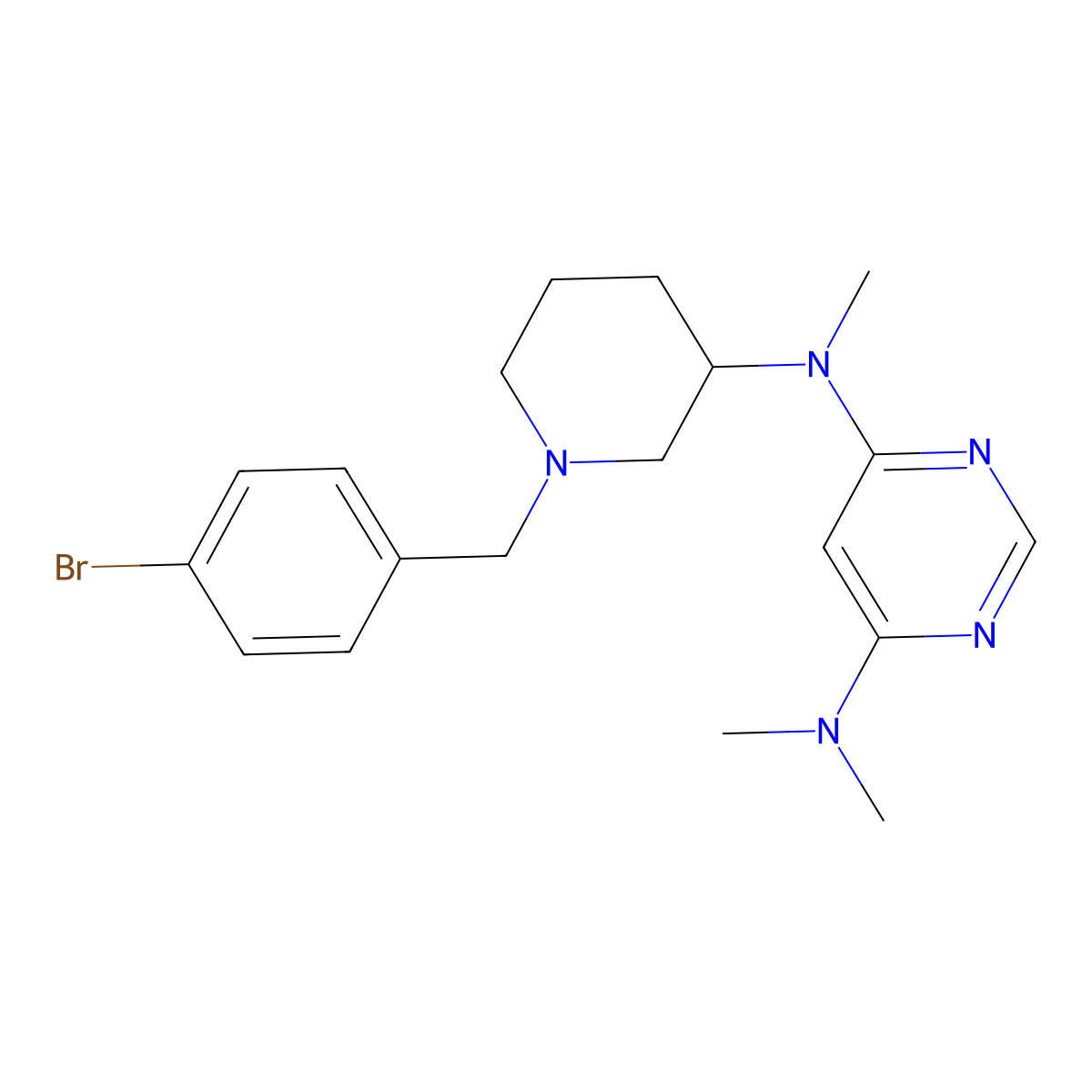 N4-{1-[(4-bromophenyl)methyl]piperidin-3-yl}-N4,N6,N6-trimethylpyrimidine-4,6-diamine molecular structure, CAS 3030816-55-5