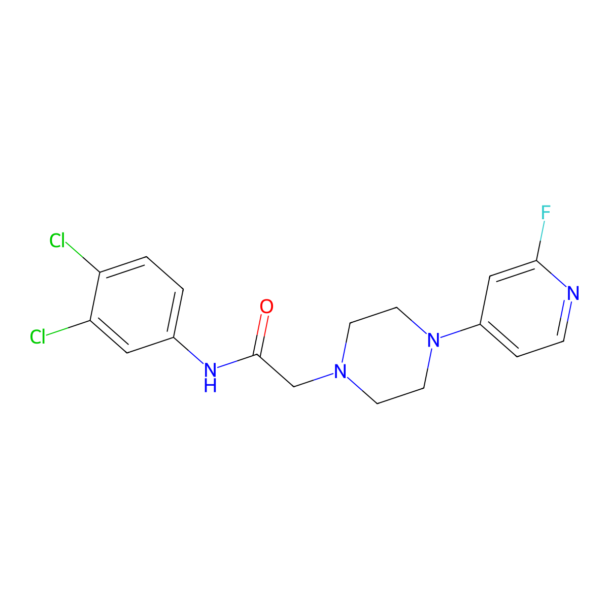N-(3,4-dichlorophenyl)-2-[4-(2-fluoropyridin-4-yl)piperazin-1-yl]acetamide molecular structure, CAS 3030816-61-3
