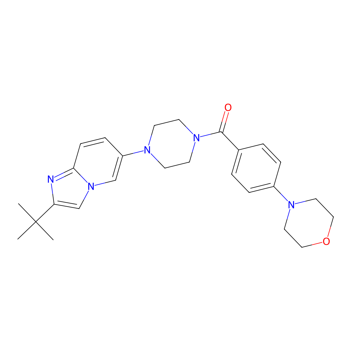 4-[4-(4-{2-Tert-butylimidazo[1,2-a]pyridin-6-yl}piperazine-1-carbonyl)phenyl]morpholine molecular structure, CAS 3030816-65-7