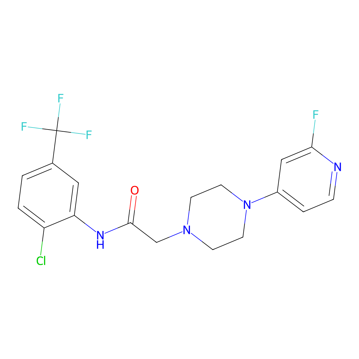 N-[2-chloro-5-(trifluoromethyl)phenyl]-2-[4-(2-fluoropyridin-4-yl)piperazin-1-yl]acetamide molecular structure, CAS 3030816-69-1