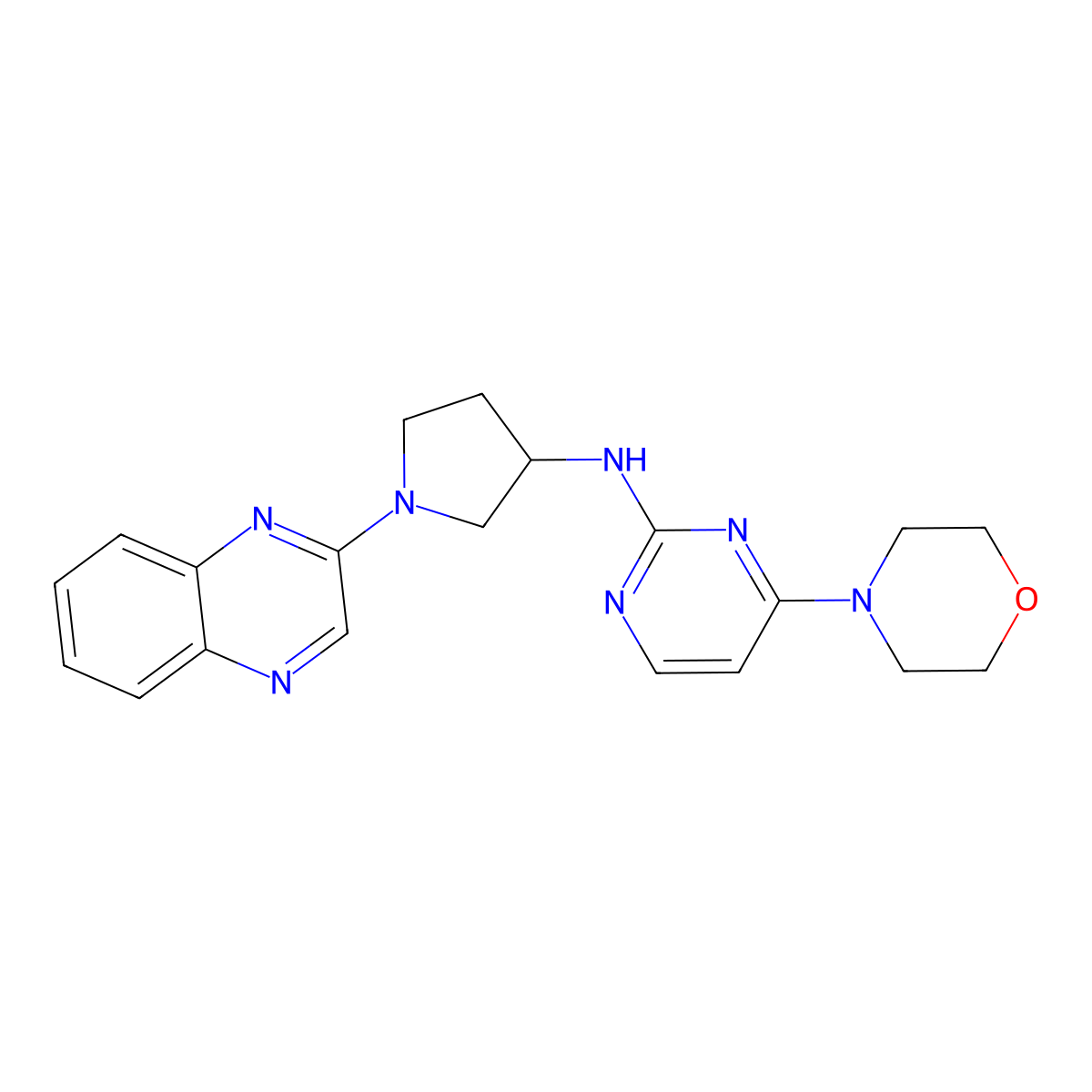 4-(morpholin-4-yl)-N-[1-(quinoxalin-2-yl)pyrrolidin-3-yl]pyrimidin-2-amine molecular structure, CAS 3030816-70-4