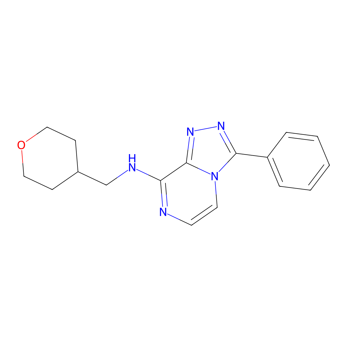 N-[(oxan-4-yl)methyl]-3-phenyl-[1,2,4]triazolo[4,3-a]pyrazin-8-amine molecular structure, CAS 3030816-71-5