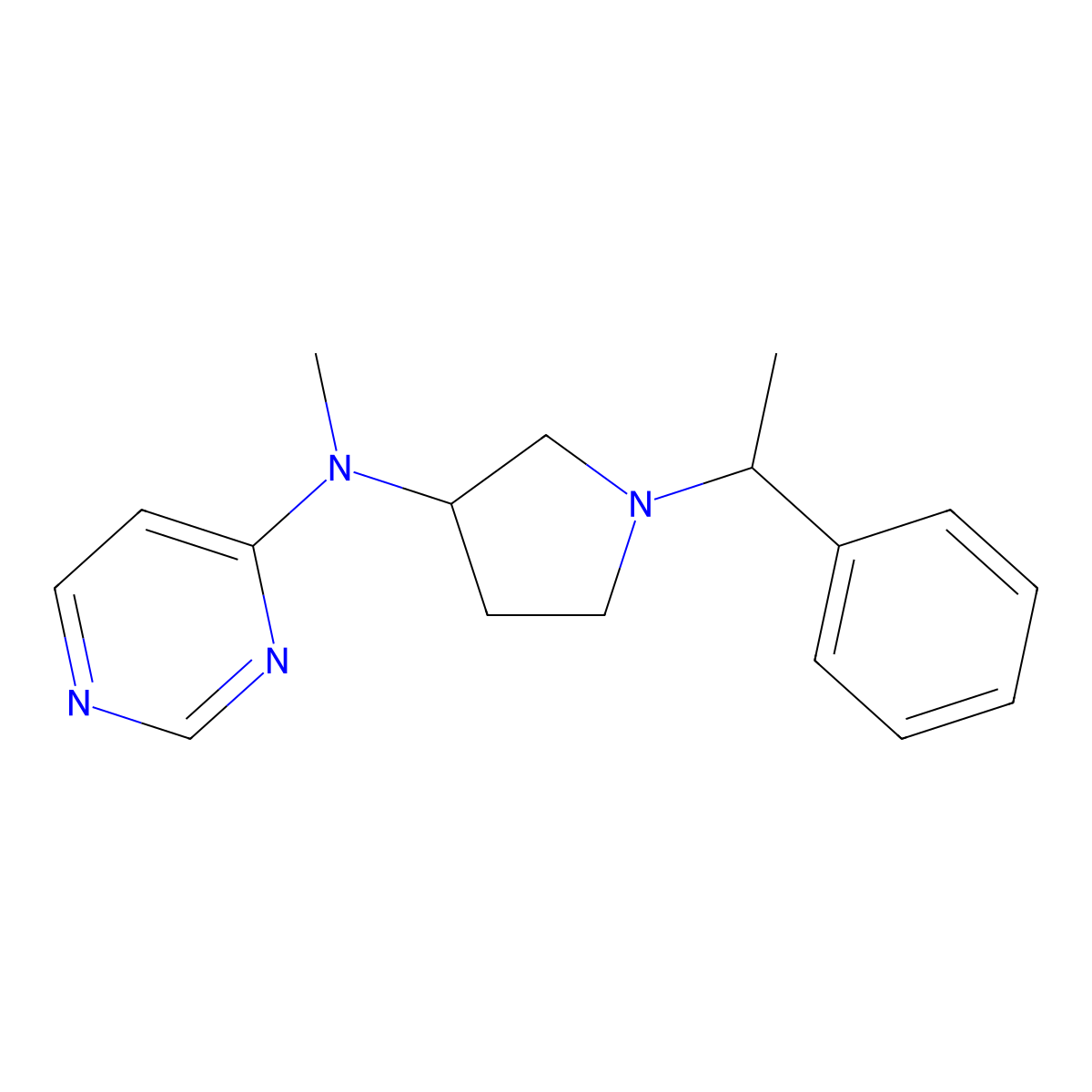 N-methyl-N-[1-(1-phenylethyl)pyrrolidin-3-yl]pyrimidin-4-amine molecular structure, CAS 3030816-82-8