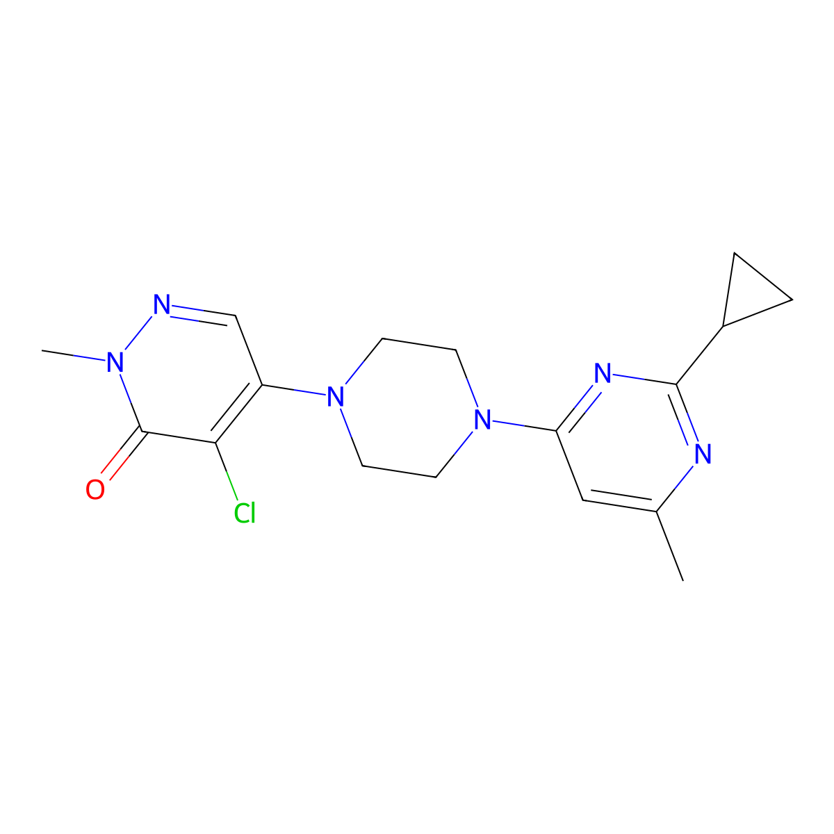 4-Chloro-5-[4-(2-cyclopropyl-6-methylpyrimidin-4-yl)piperazin-1-yl]-2-methyl-2,3-dihydropyridazin-3-one molecular structure, CAS 3030816-87-3