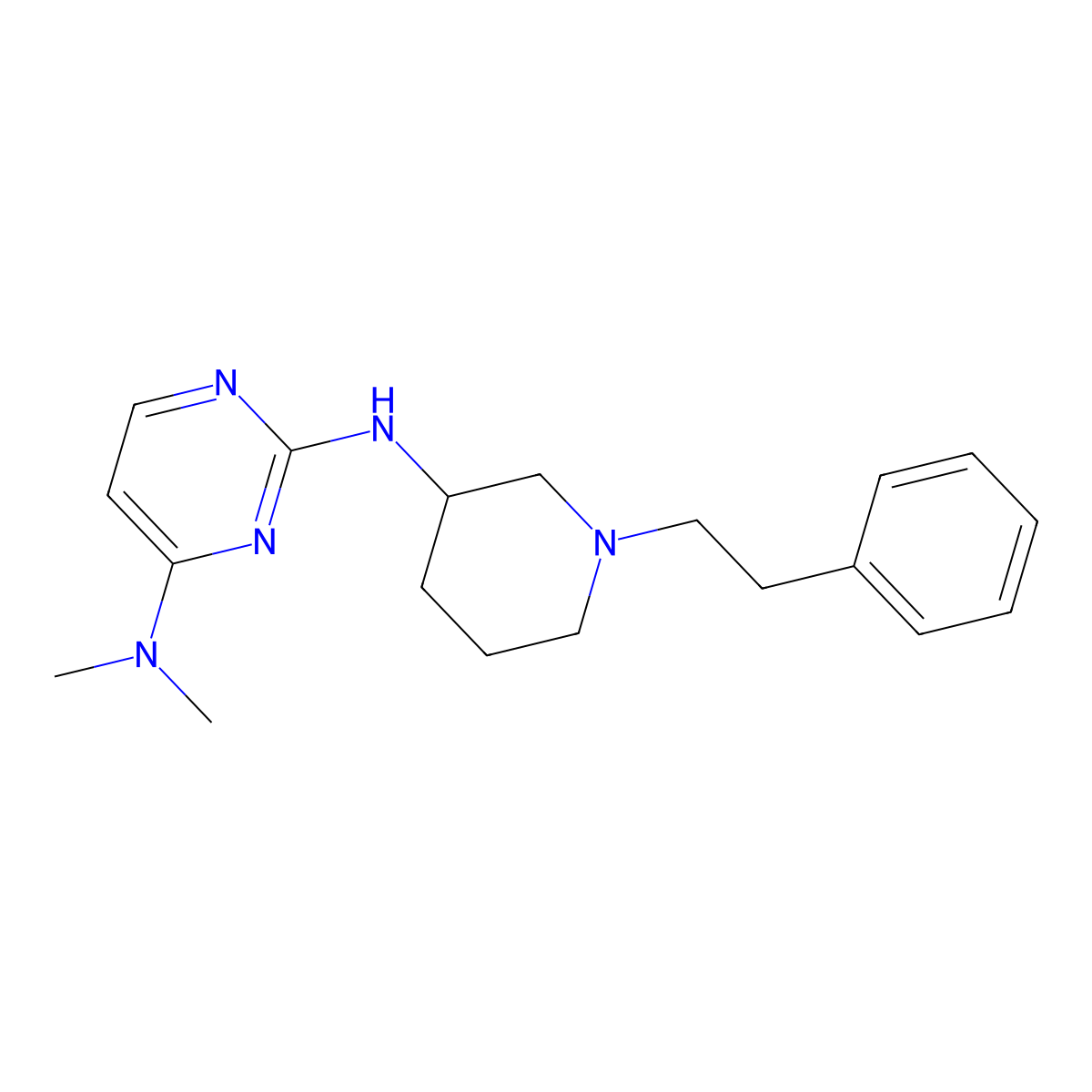 N4,N4-dimethyl-N2-[1-(2-phenylethyl)piperidin-3-yl]pyrimidine-2,4-diamine molecular structure, CAS 3030816-89-5