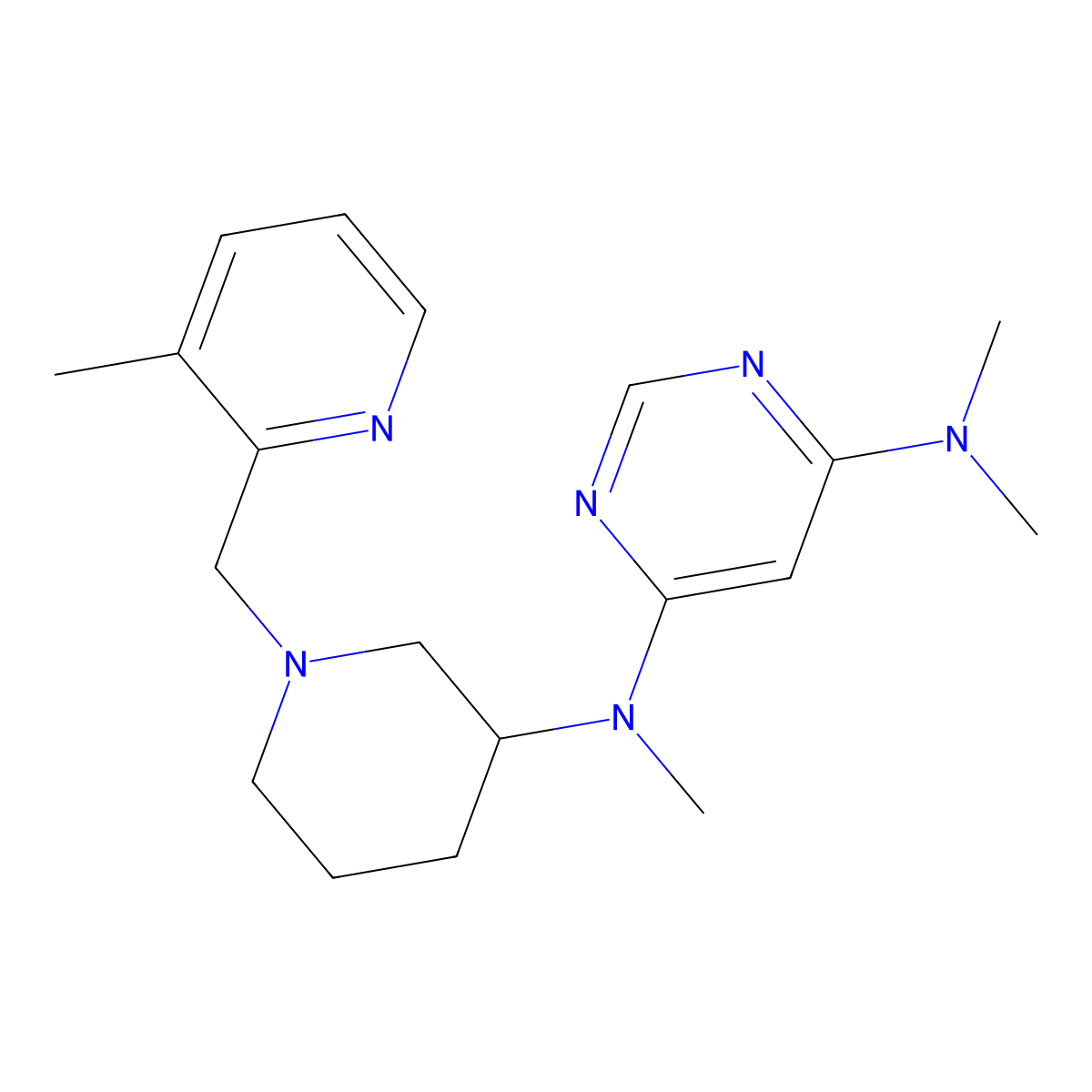 N4,N4,N6-trimethyl-N6-{1-[(3-methylpyridin-2-yl)methyl]piperidin-3-yl}pyrimidine-4,6-diamine molecular structure, CAS 3030816-91-9