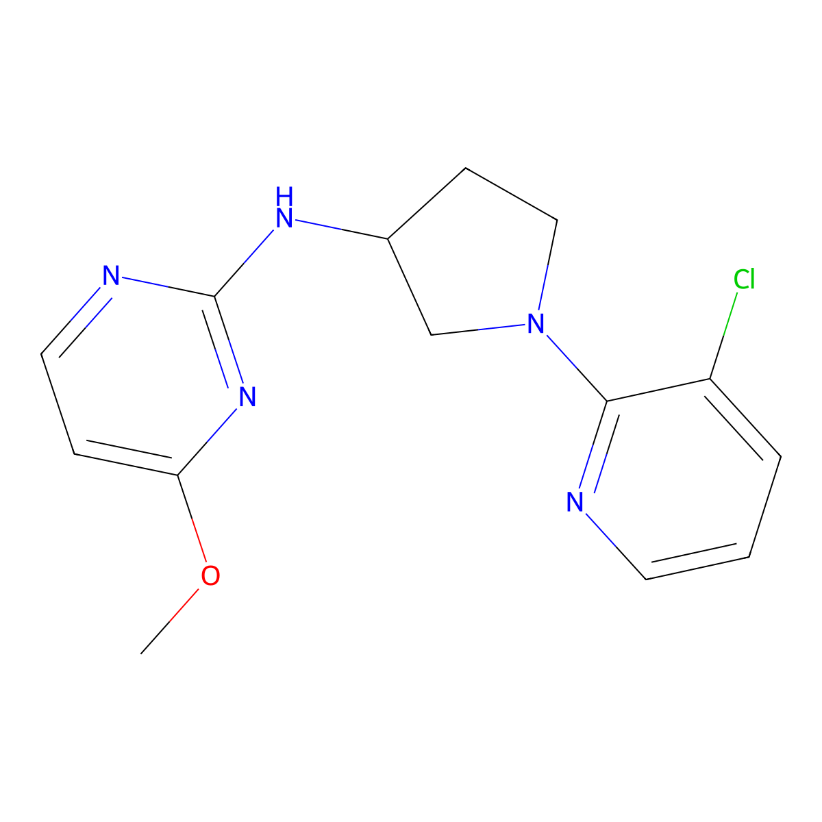 N-[1-(3-chloropyridin-2-yl)pyrrolidin-3-yl]-4-methoxypyrimidin-2-amine molecular structure, CAS 3030816-93-1