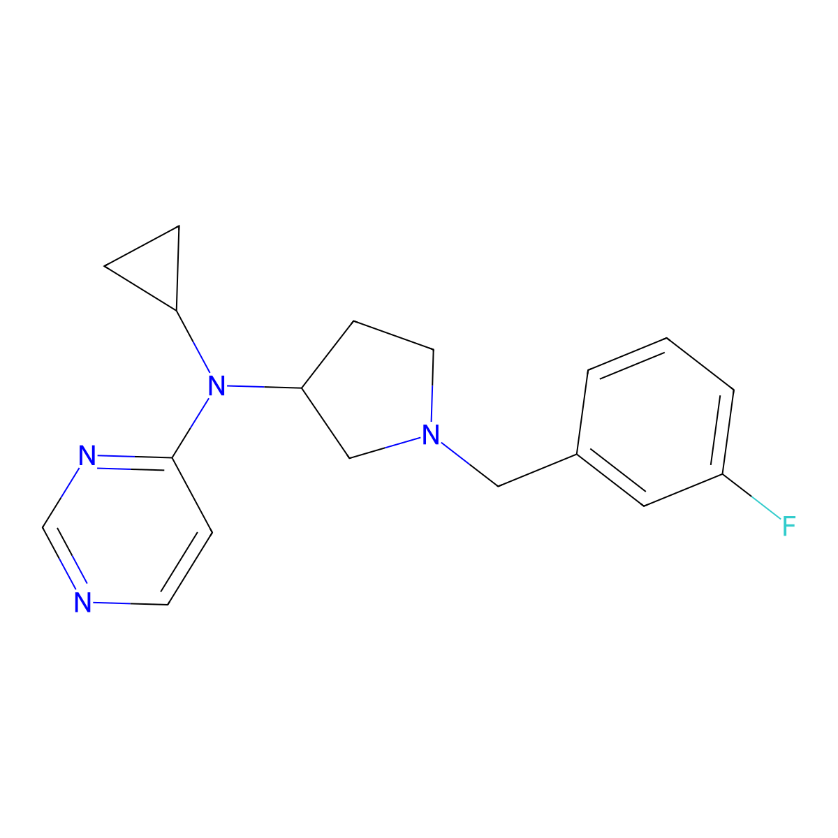 N-cyclopropyl-N-{1-[(3-fluorophenyl)methyl]pyrrolidin-3-yl}pyrimidin-4-amine molecular structure, CAS 3030816-95-3
