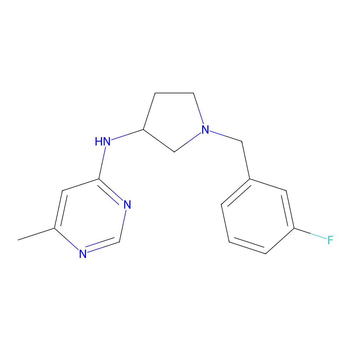 N-{1-[(3-fluorophenyl)methyl]pyrrolidin-3-yl}-6-methylpyrimidin-4-amine molecular structure, CAS 3030817-01-4