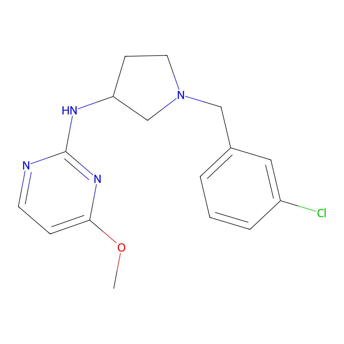N-{1-[(3-chlorophenyl)methyl]pyrrolidin-3-yl}-4-methoxypyrimidin-2-amine molecular structure, CAS 3030817-04-7
