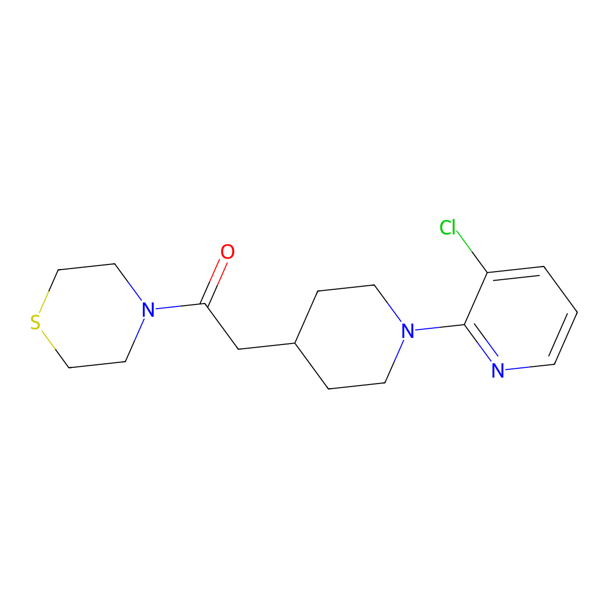 2-[1-(3-Chloropyridin-2-yl)piperidin-4-yl]-1-(thiomorpholin-4-yl)ethan-1-one molecular structure, CAS 3030817-12-7