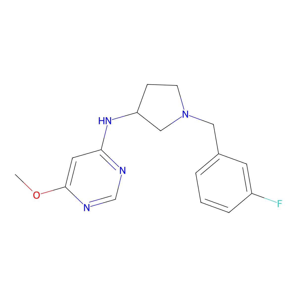N-{1-[(3-fluorophenyl)methyl]pyrrolidin-3-yl}-6-methoxypyrimidin-4-amine molecular structure, CAS 3030817-17-2