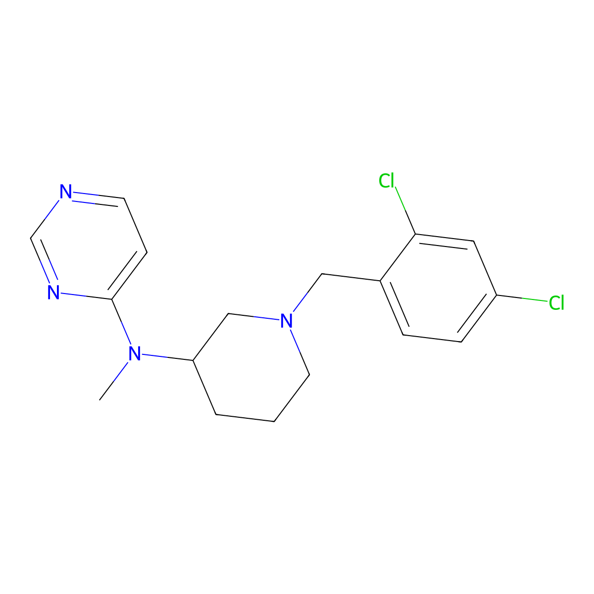 N-{1-[(2,4-dichlorophenyl)methyl]piperidin-3-yl}-N-methylpyrimidin-4-amine molecular structure, CAS 3030817-18-3