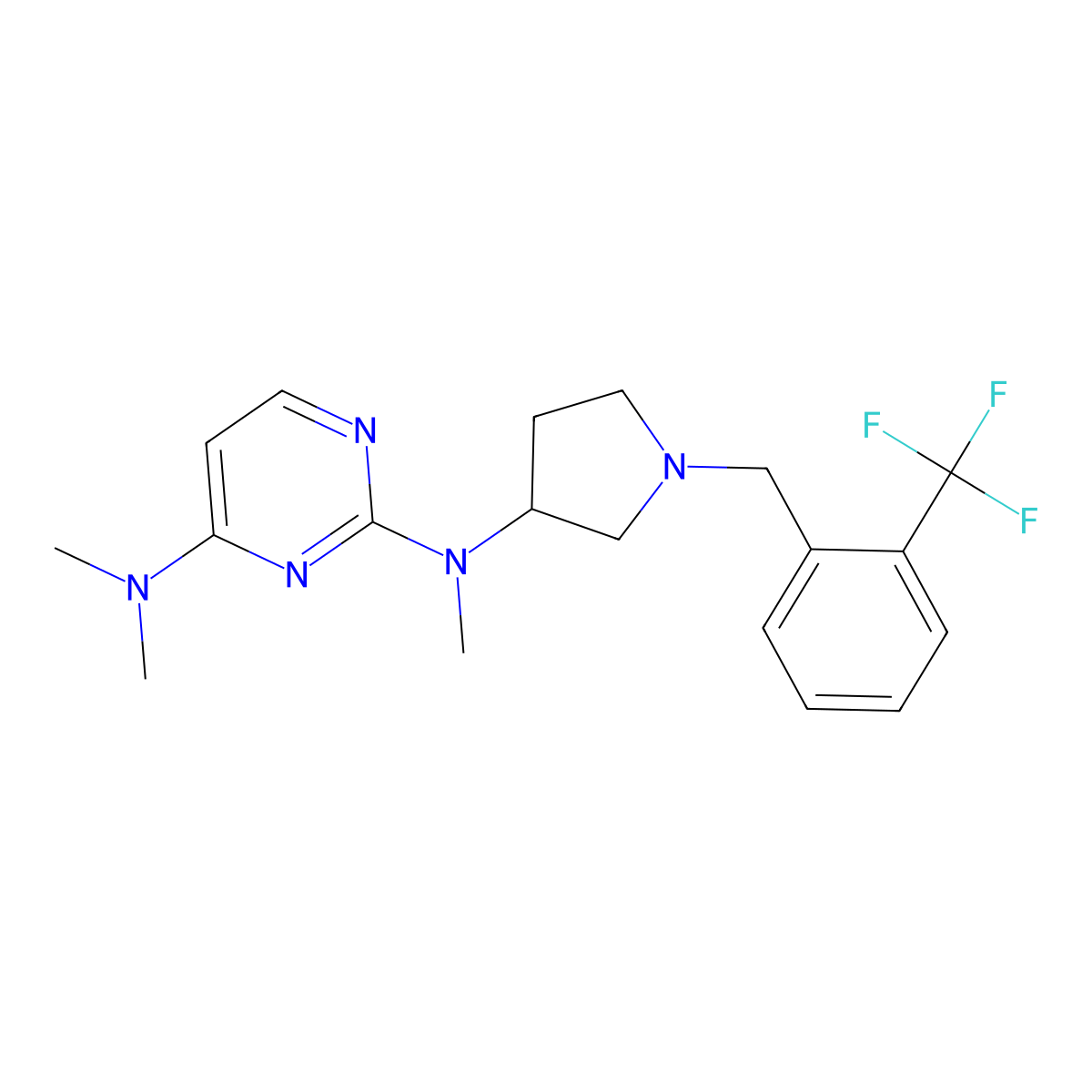N2,N4,N4-trimethyl-N2-(1-{[2-(trifluoromethyl)phenyl]methyl}pyrrolidin-3-yl)pyrimidine-2,4-diamine molecular structure, CAS 3030817-24-1