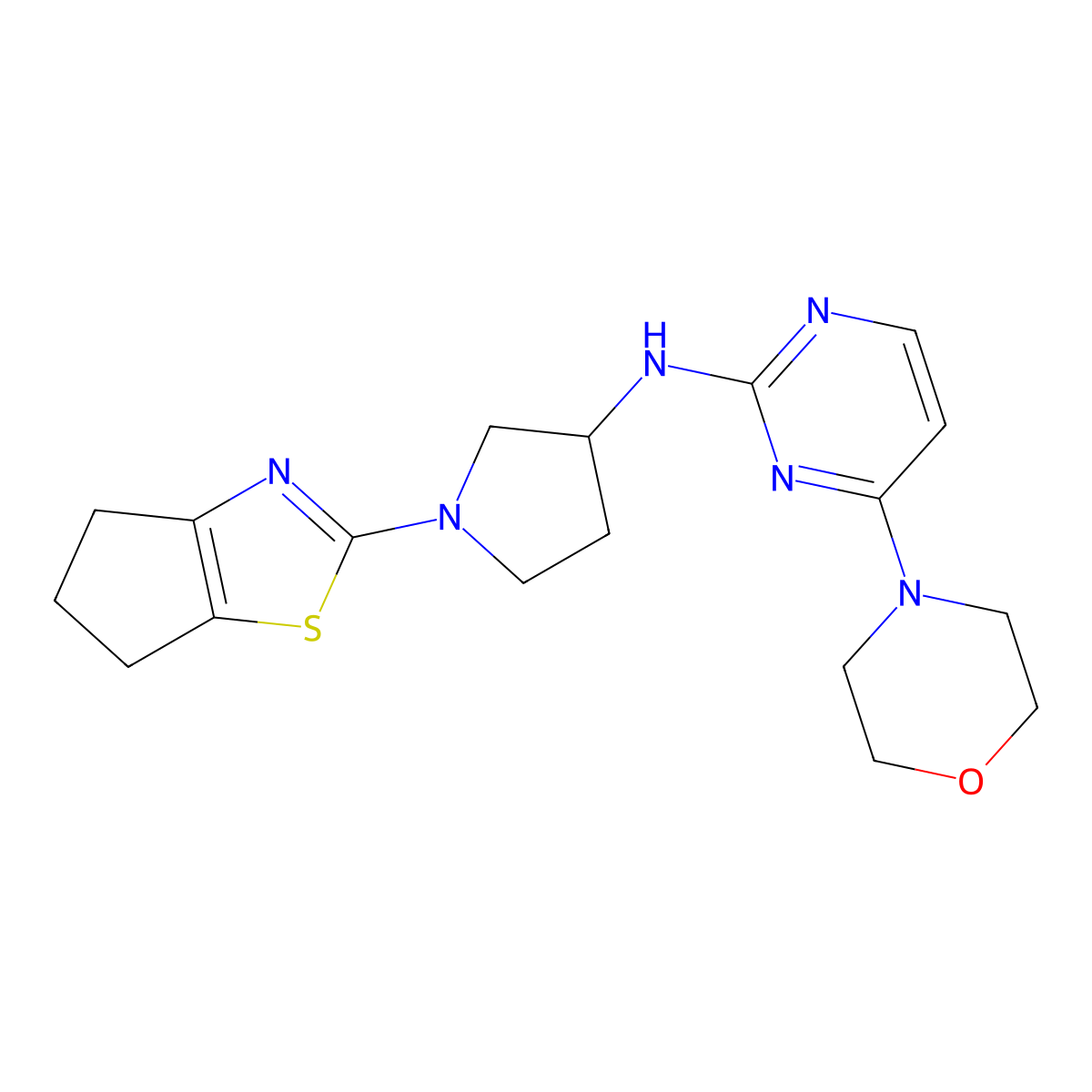 N-(1-{4H,5H,6H-cyclopenta[d][1,3]thiazol-2-yl}pyrrolidin-3-yl)-4-(morpholin-4-yl)pyrimidin-2-amine molecular structure, CAS 3030817-31-0