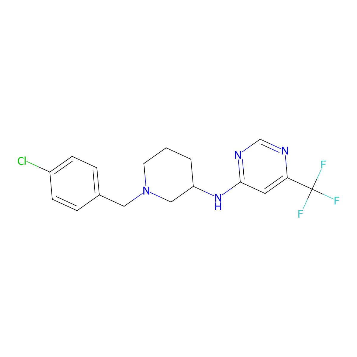 N-{1-[(4-chlorophenyl)methyl]piperidin-3-yl}-6-(trifluoromethyl)pyrimidin-4-amine molecular structure, CAS 3030817-33-2