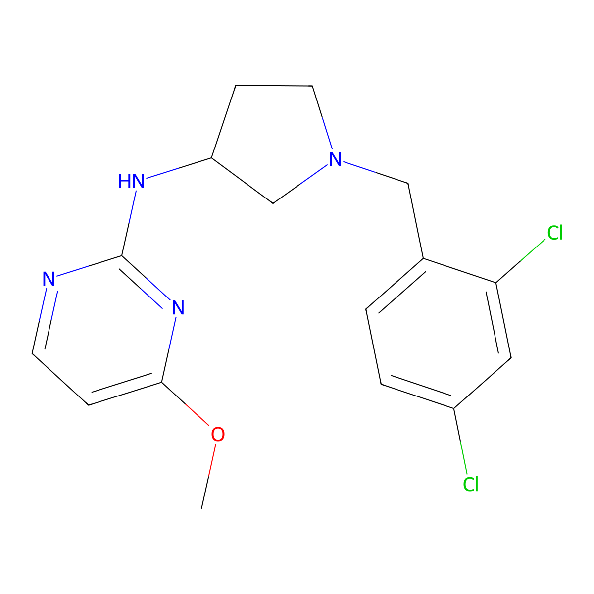 N-{1-[(2,4-dichlorophenyl)methyl]pyrrolidin-3-yl}-4-methoxypyrimidin-2-amine molecular structure, CAS 3030817-35-4