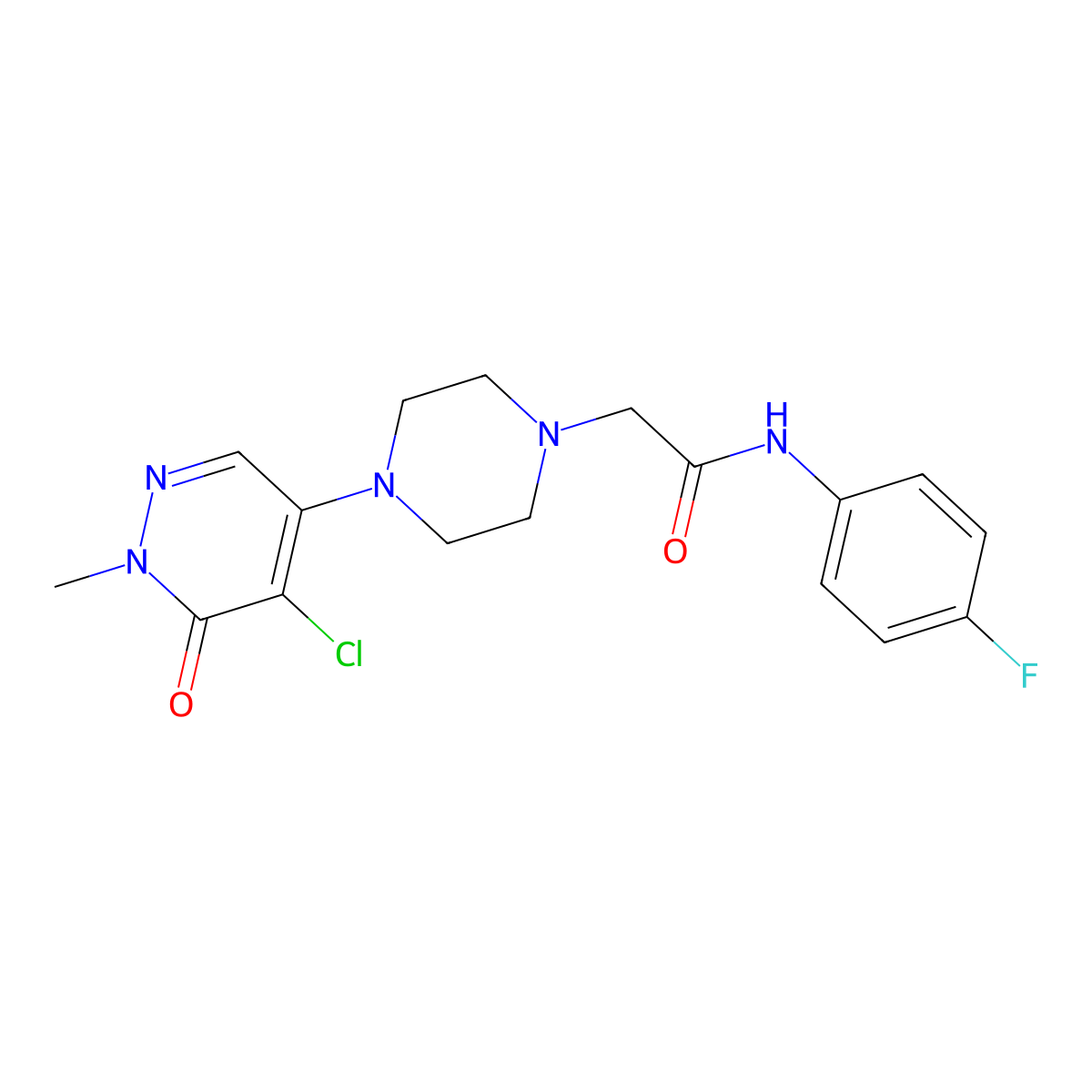 2-[4-(5-chloro-1-methyl-6-oxo-1,6-dihydropyridazin-4-yl)piperazin-1-yl]-N-(4-fluorophenyl)acetamide molecular structure, CAS 3030817-37-6