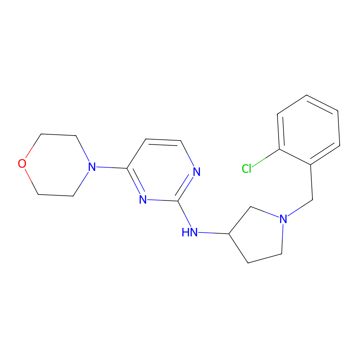 N-{1-[(2-chlorophenyl)methyl]pyrrolidin-3-yl}-4-(morpholin-4-yl)pyrimidin-2-amine molecular structure, CAS 3030817-39-8