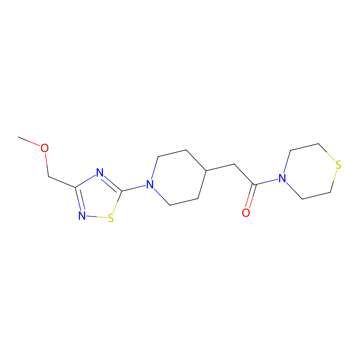 6-Methyl-2-{4-[2-oxo-2-(thiomorpholin-4-yl)ethyl]piperidin-1-yl}pyridine-3-carbonitrile molecular structure, CAS 3030817-40-1