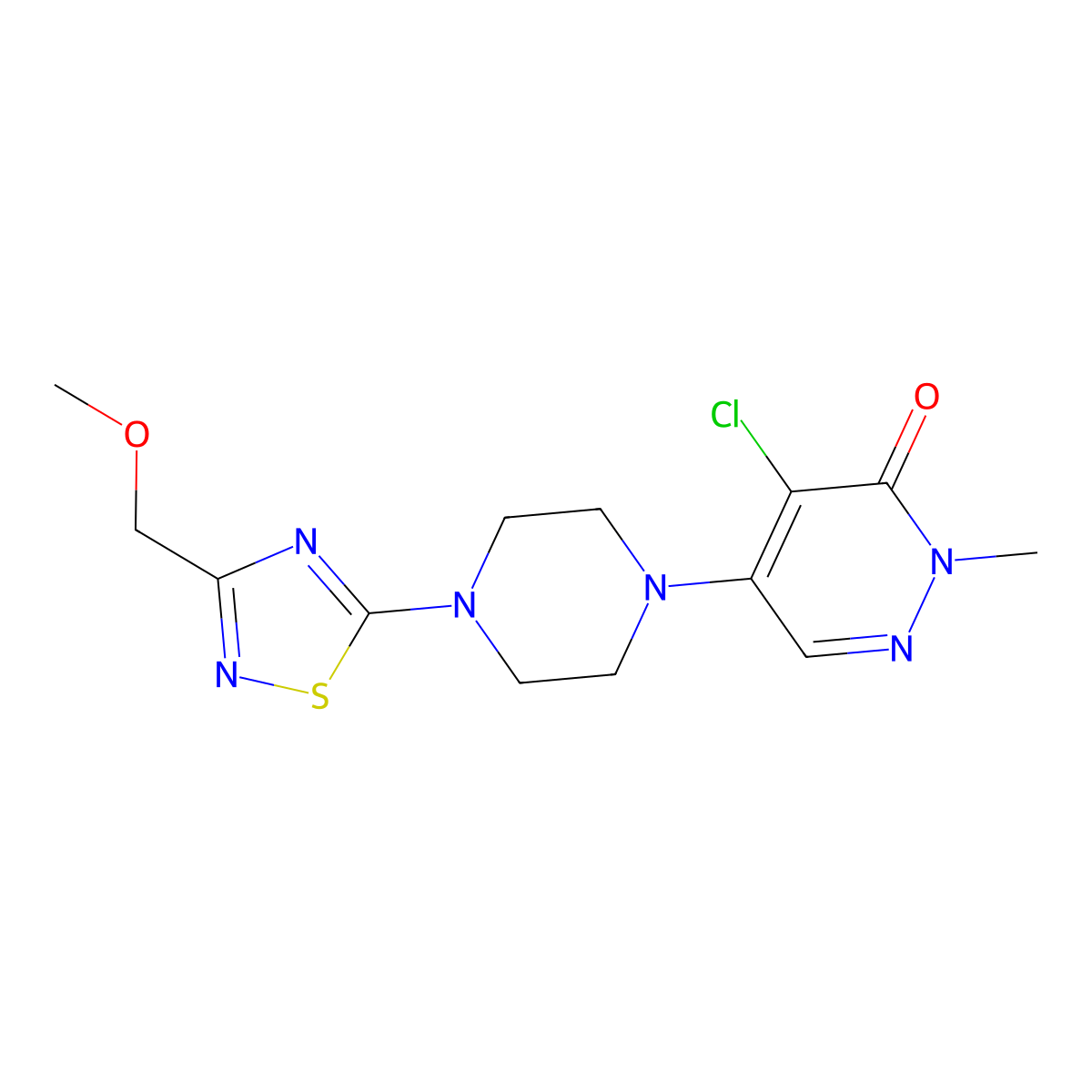 4-Chloro-5-{4-[3-(methoxymethyl)-1,2,4-thiadiazol-5-yl]piperazin-1-yl}-2-methyl-2,3-dihydropyridazin-3-one molecular structure, CAS 3030817-45-6