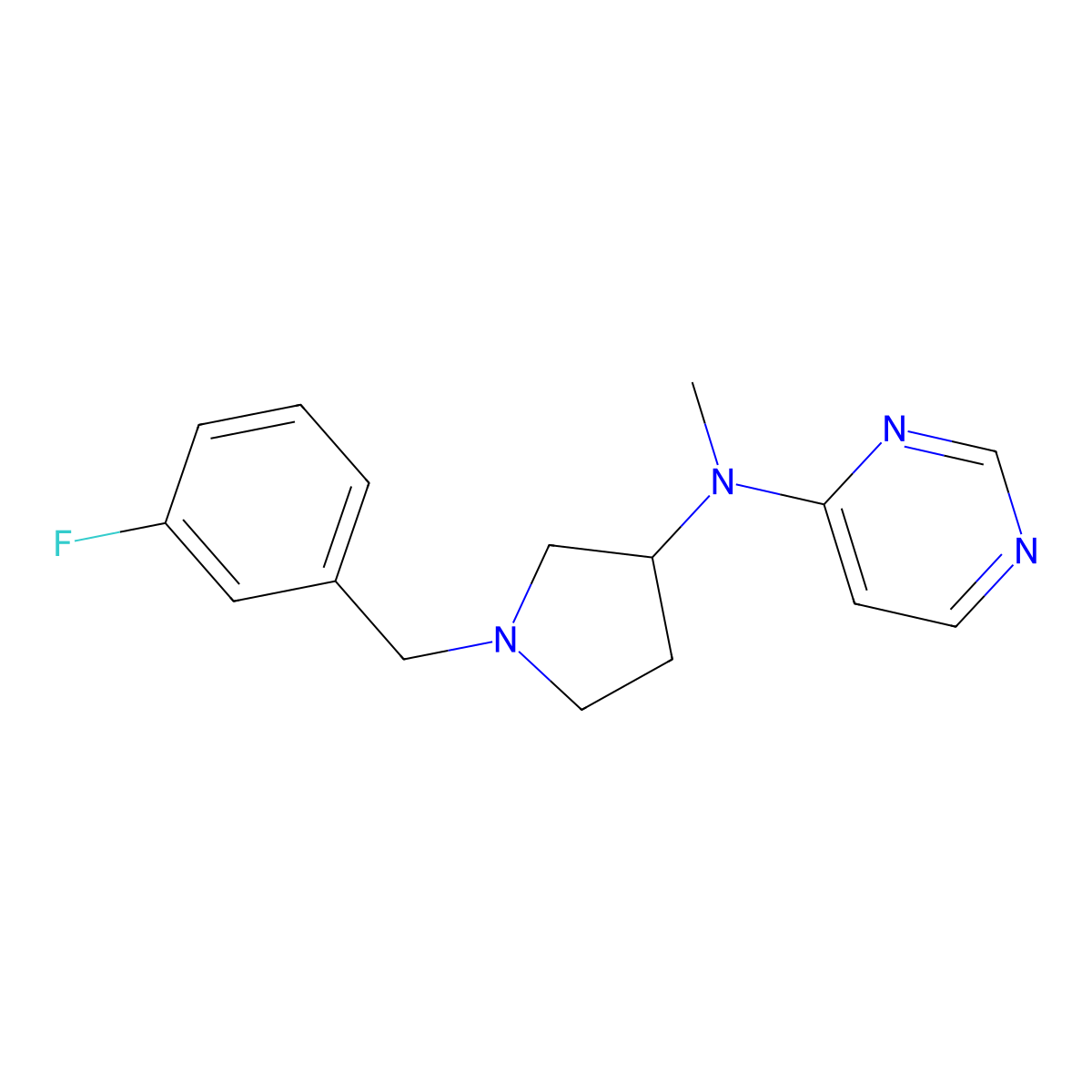 N-{1-[(3-fluorophenyl)methyl]pyrrolidin-3-yl}-N-methylpyrimidin-4-amine molecular structure, CAS 3030817-46-7