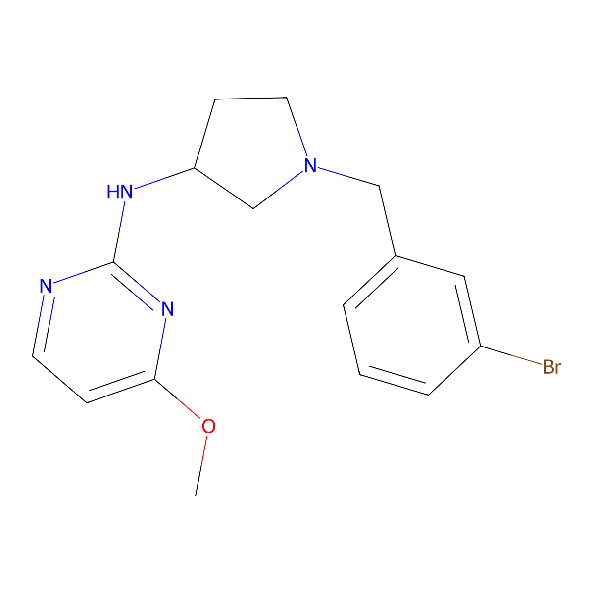 N-[1-[(3-bromophenyl)methyl]pyrrolidin-3-yl]-4-methoxypyrimidin-2-amine molecular structure, CAS 3030817-52-5