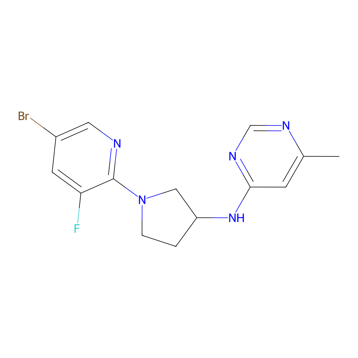 N-[1-(5-bromo-3-fluoropyridin-2-yl)pyrrolidin-3-yl]-6-methylpyrimidin-4-amine molecular structure, CAS 3030817-53-6