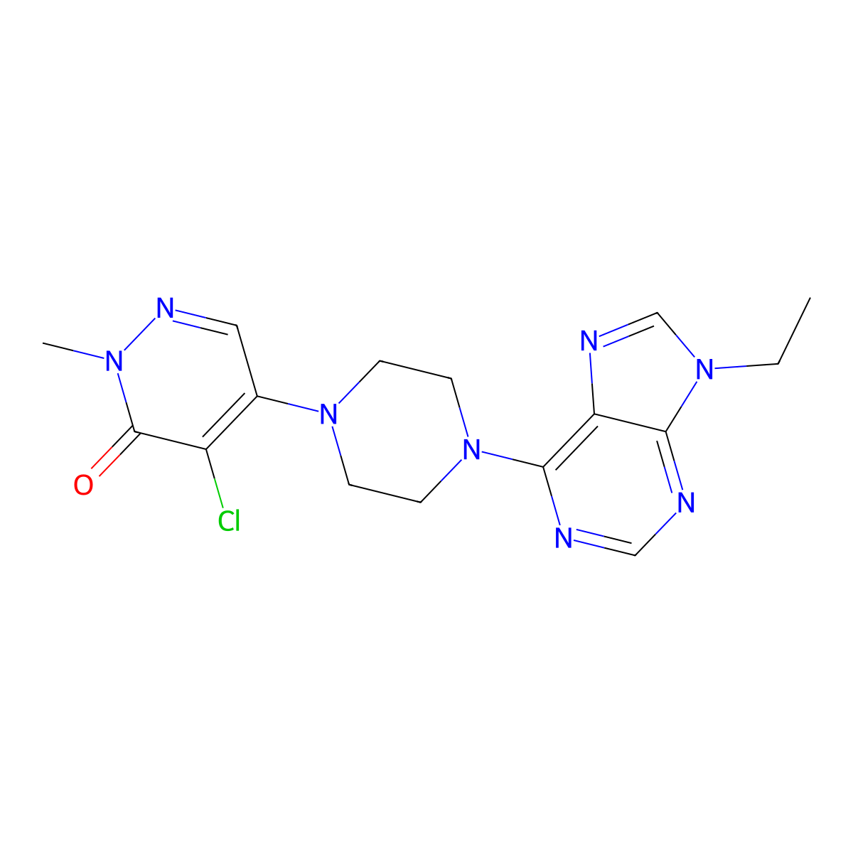 4-chloro-5-[4-(9-ethyl-9H-purin-6-yl)piperazin-1-yl]-2-methyl-2,3-dihydropyridazin-3-one molecular structure, CAS 3030817-55-8