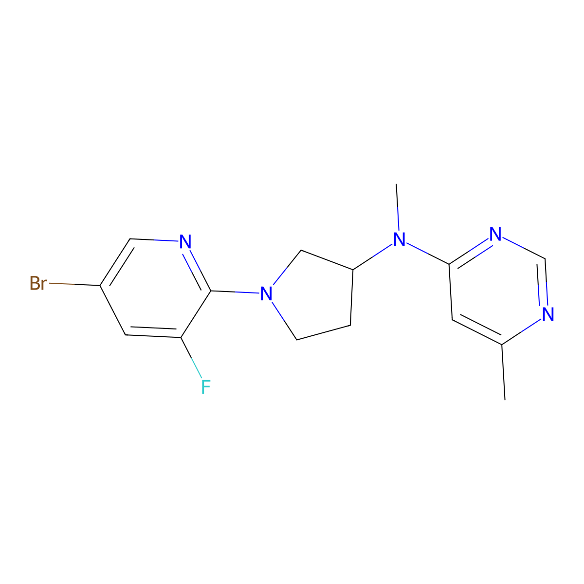 N-[1-(5-bromo-3-fluoropyridin-2-yl)pyrrolidin-3-yl]-N,6-dimethylpyrimidin-4-amine molecular structure, CAS 3030817-61-6