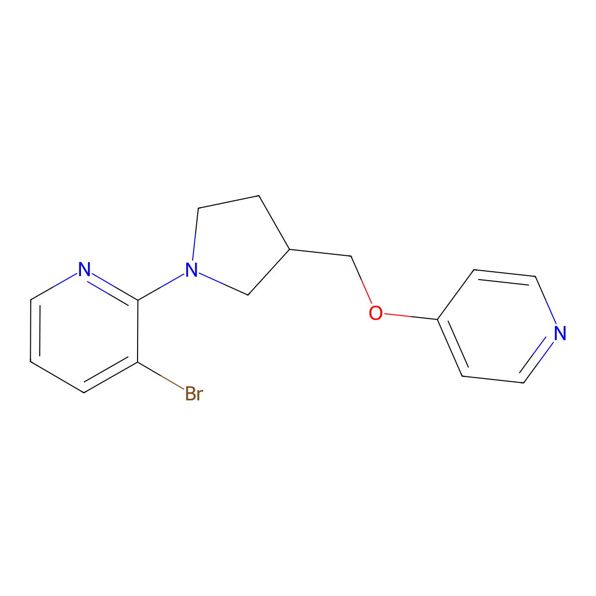 3-Bromo-2-{3-[(pyridin-4-yloxy)methyl]pyrrolidin-1-yl}pyridine molecular structure, CAS 3030817-63-8