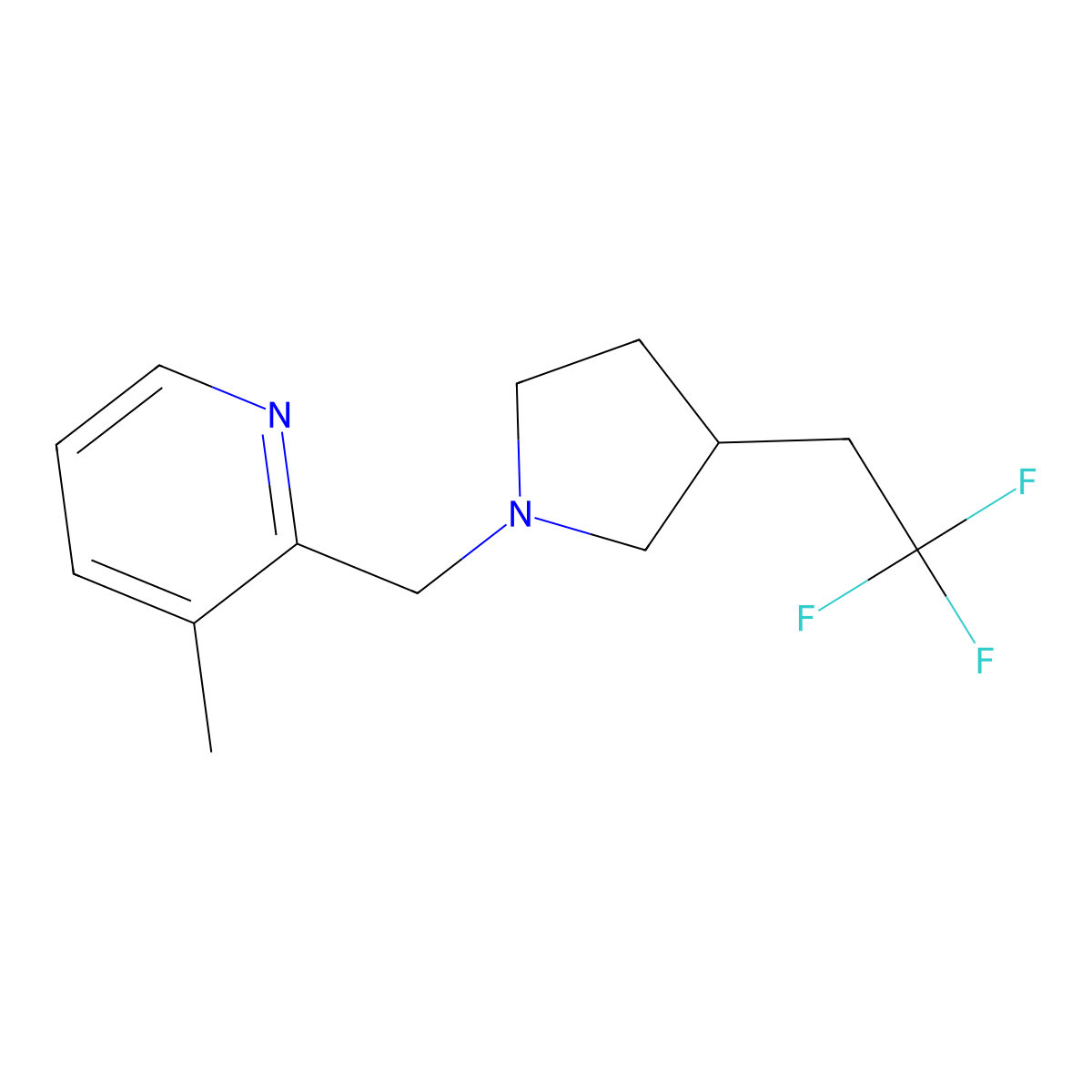 3-Methyl-2-{[3-(2,2,2-trifluoroethyl)pyrrolidin-1-yl]methyl}pyridine molecular structure, CAS 3030817-69-4