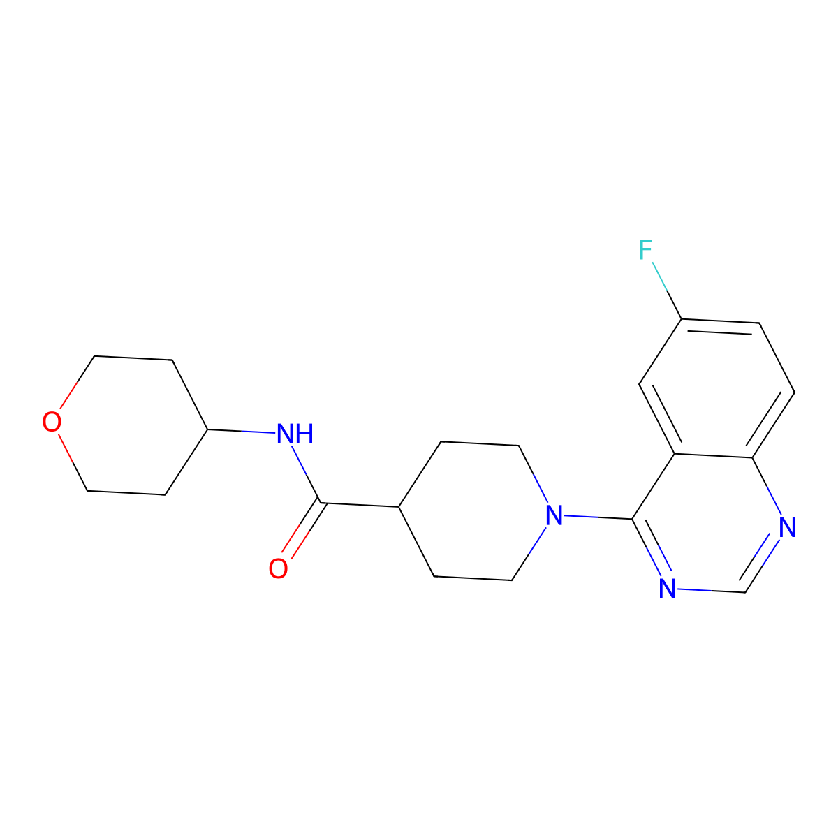 1-(6-fluoroquinazolin-4-yl)-N-(oxan-4-yl)piperidine-4-carboxamide molecular structure, CAS 3030817-72-9