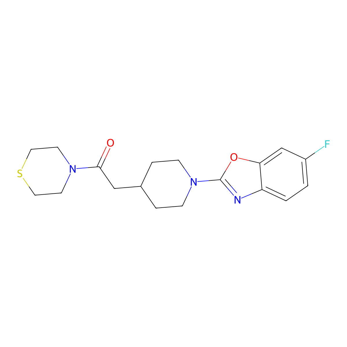 2-{1-[5-(Propan-2-yl)-1,3,4-thiadiazol-2-yl]piperidin-4-yl}-1-(thiomorpholin-4-yl)ethan-1-one molecular structure, CAS 3030817-76-3
