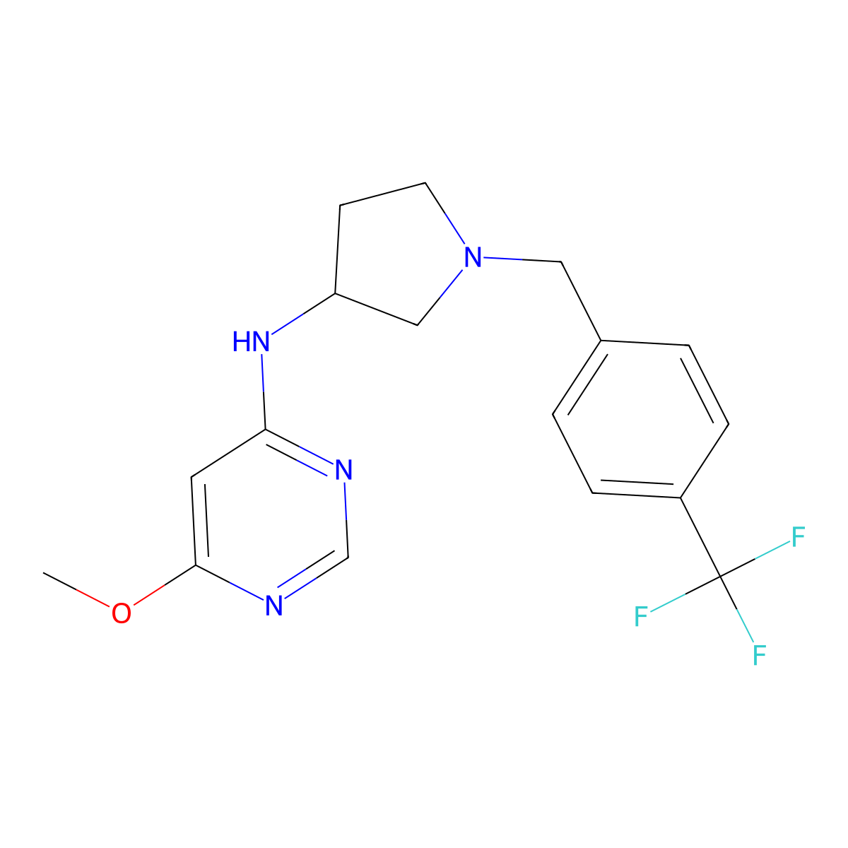 6-methoxy-N-(1-{[4-(trifluoromethyl)phenyl]methyl}pyrrolidin-3-yl)pyrimidin-4-amine molecular structure, CAS 3030817-77-4