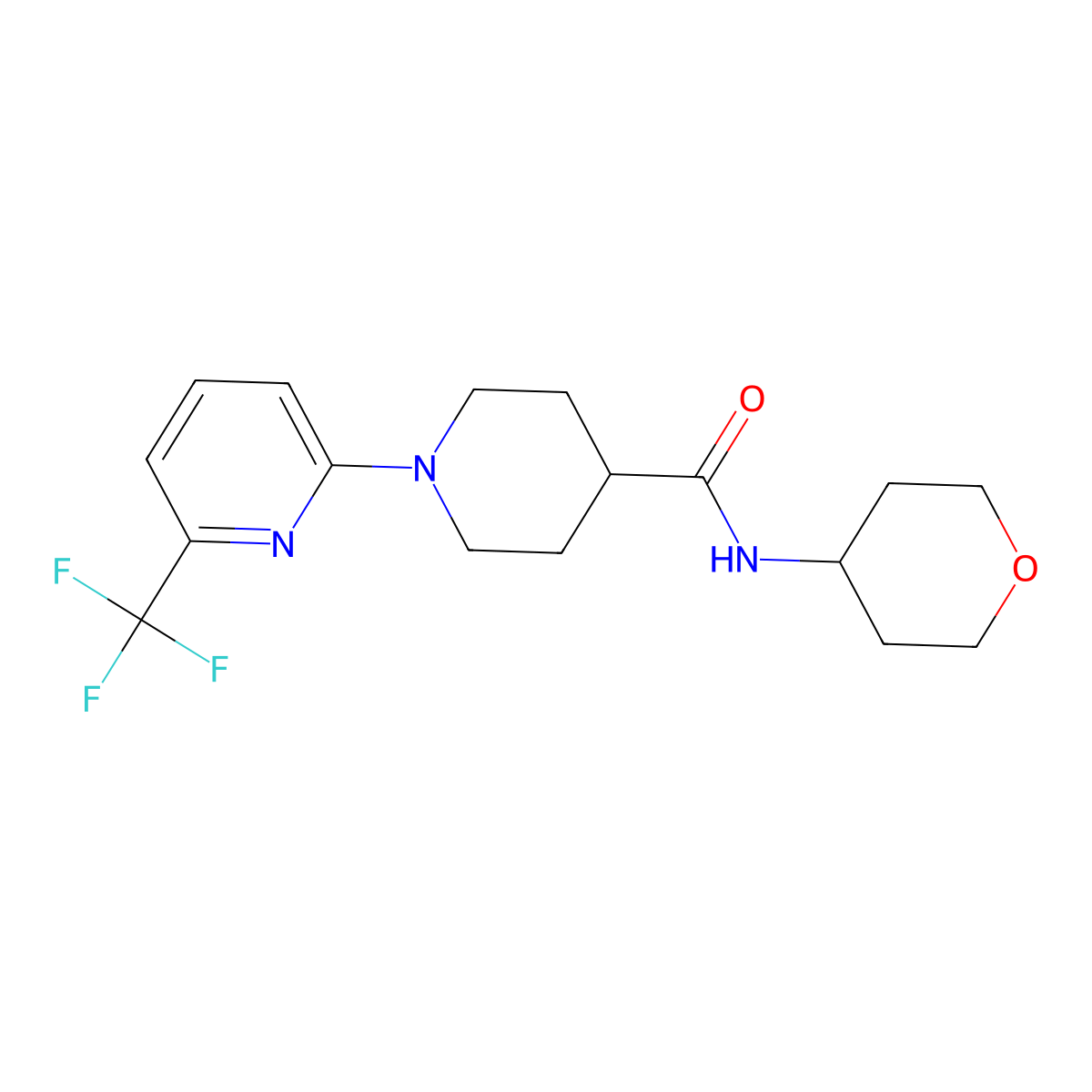 N-(oxan-4-yl)-1-[6-(trifluoromethyl)pyridin-2-yl]piperidine-4-carboxamide molecular structure, CAS 3030817-79-6