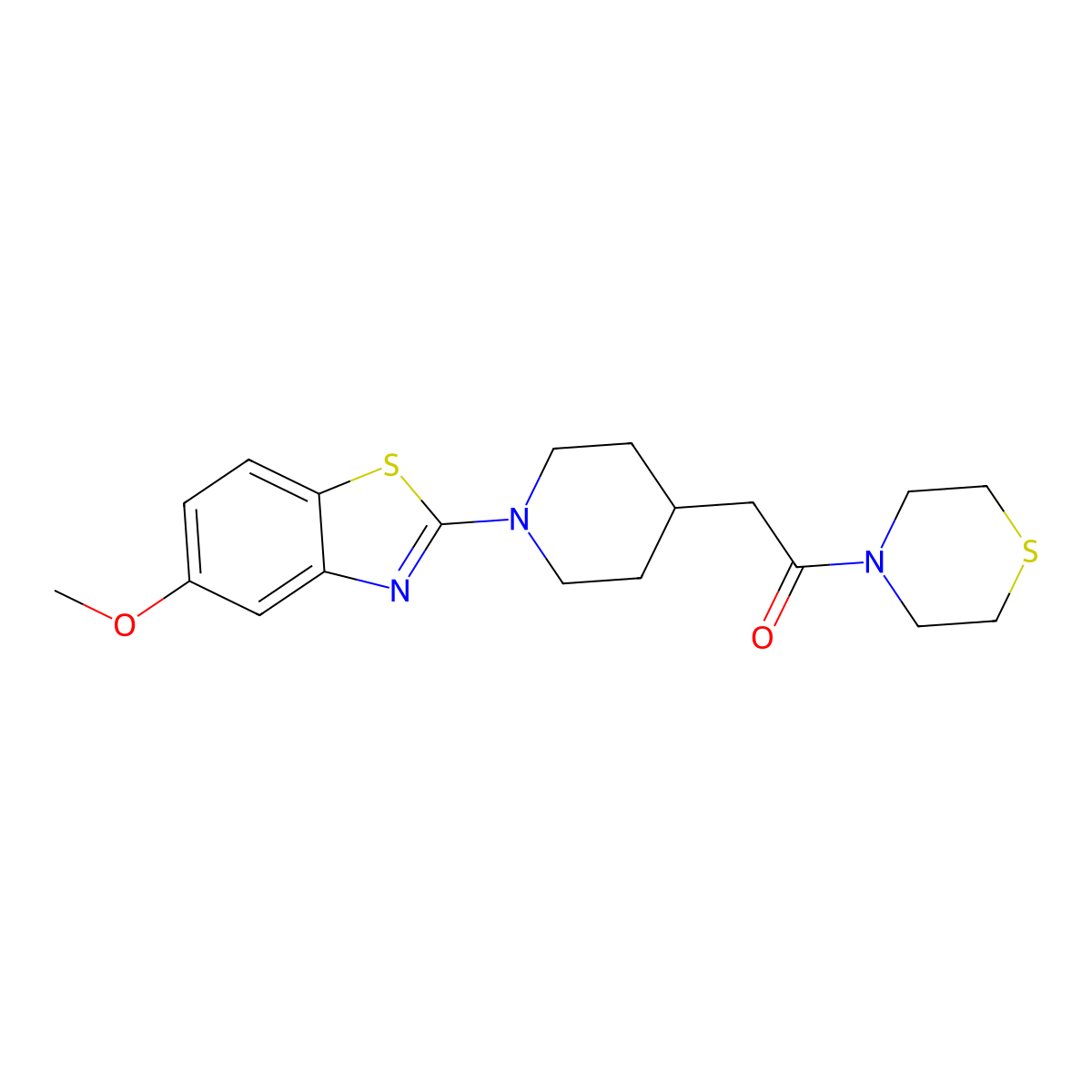 2-[1-(5-Methoxy-1,3-benzothiazol-2-yl)piperidin-4-yl]-1-(thiomorpholin-4-yl)ethan-1-one molecular structure, CAS 3030817-81-0