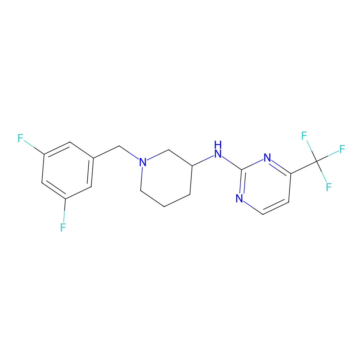 N-{1-[(3,5-difluorophenyl)methyl]piperidin-3-yl}-4-(trifluoromethyl)pyrimidin-2-amine molecular structure, CAS 3030817-94-5