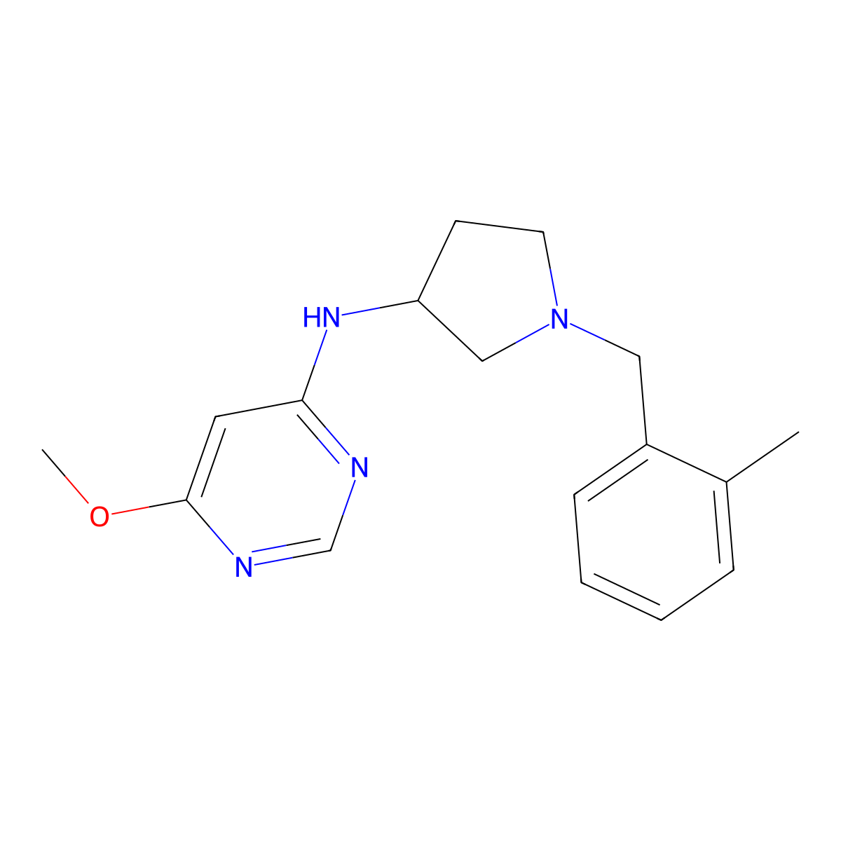 6-methoxy-N-{1-[(2-methylphenyl)methyl]pyrrolidin-3-yl}pyrimidin-4-amine molecular structure, CAS 3030817-98-9