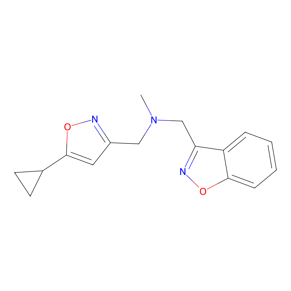 [(1,2-Benzoxazol-3-yl)methyl][(5-cyclopropyl-1,2-oxazol-3-yl)methyl]methylamine molecular structure, CAS 3030818-00-6