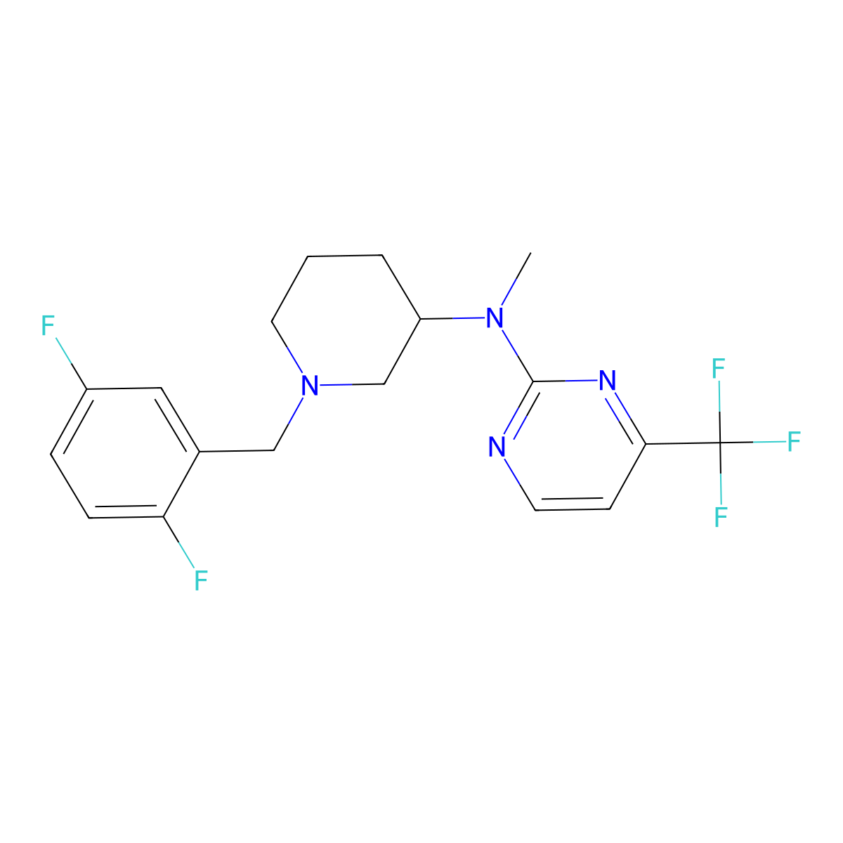 N-{1-[(2,5-difluorophenyl)methyl]piperidin-3-yl}-N-methyl-4-(trifluoromethyl)pyrimidin-2-amine molecular structure, CAS 3030818-04-0