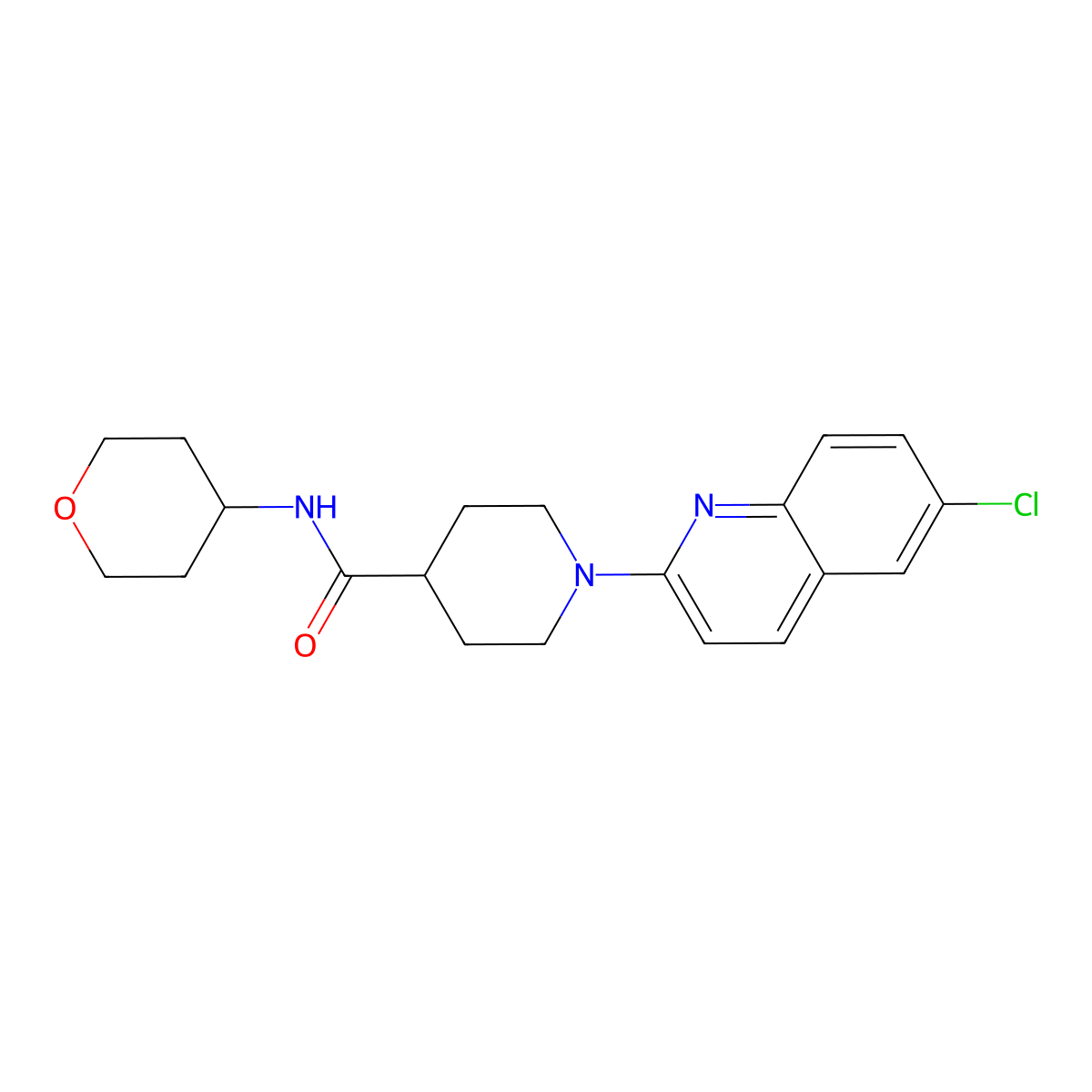 1-(6-chloroquinolin-2-yl)-N-(oxan-4-yl)piperidine-4-carboxamide molecular structure, CAS 3030818-10-8