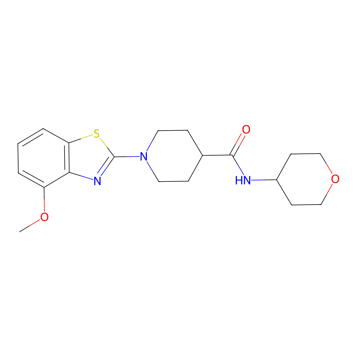 1-(4-methoxy-1,3-benzothiazol-2-yl)-N-(oxan-4-yl)piperidine-4-carboxamide molecular structure, CAS 3030818-12-0