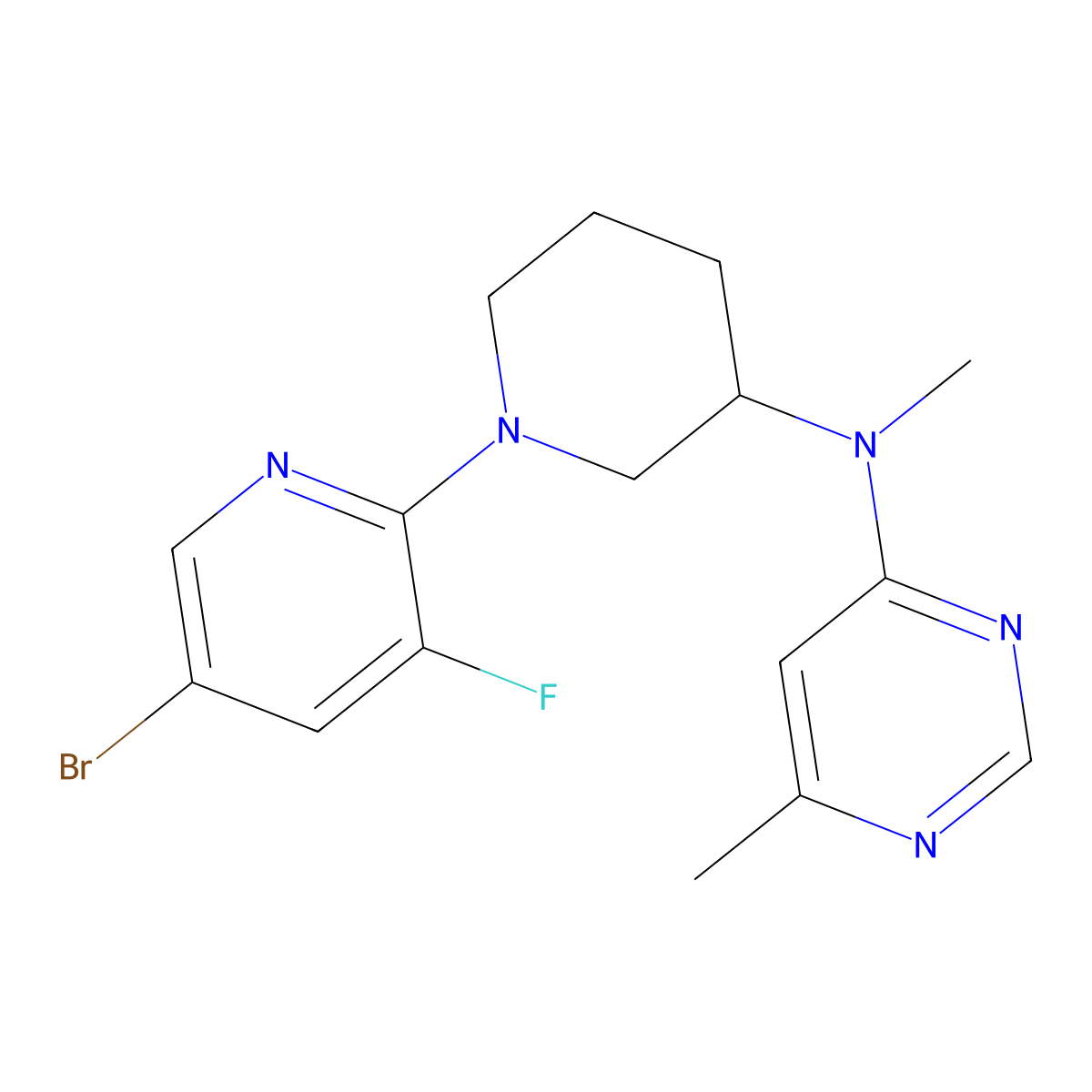 N-[1-(5-bromo-3-fluoropyridin-2-yl)piperidin-3-yl]-N,6-dimethylpyrimidin-4-amine molecular structure, CAS 3030818-14-2
