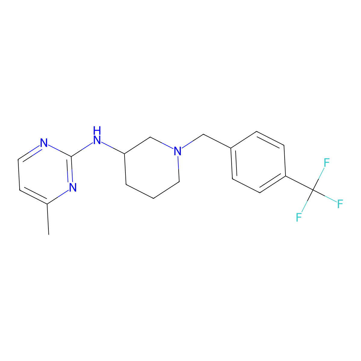 4-methyl-N-(1-{[4-(trifluoromethyl)phenyl]methyl}piperidin-3-yl)pyrimidin-2-amine molecular structure, CAS 3030818-15-3