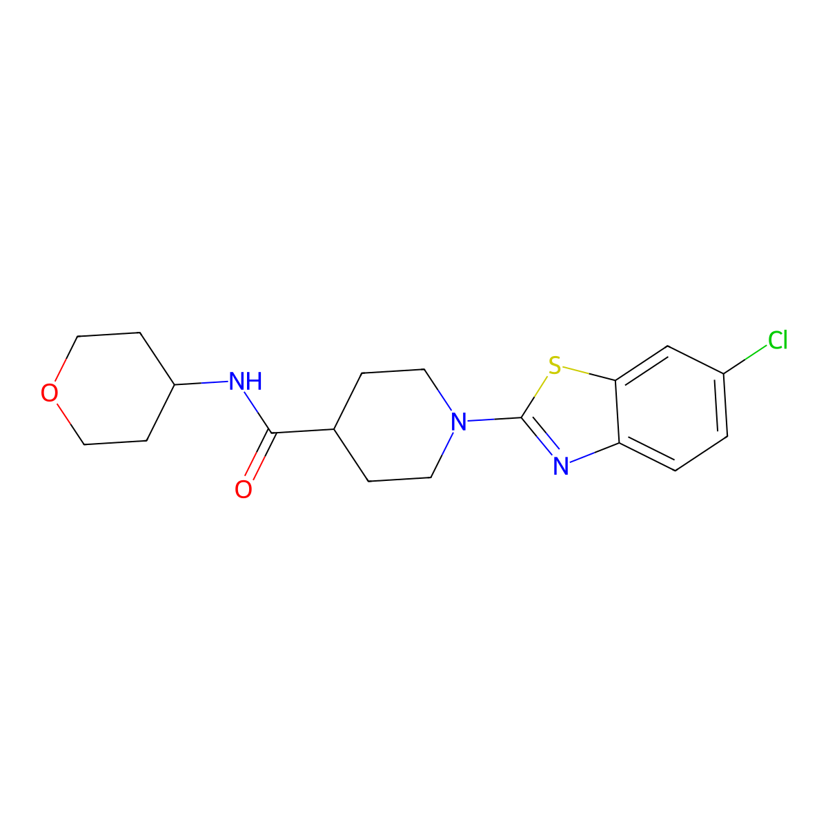 1-(6-chloro-1,3-benzothiazol-2-yl)-N-(oxan-4-yl)piperidine-4-carboxamide molecular structure, CAS 3030818-18-6