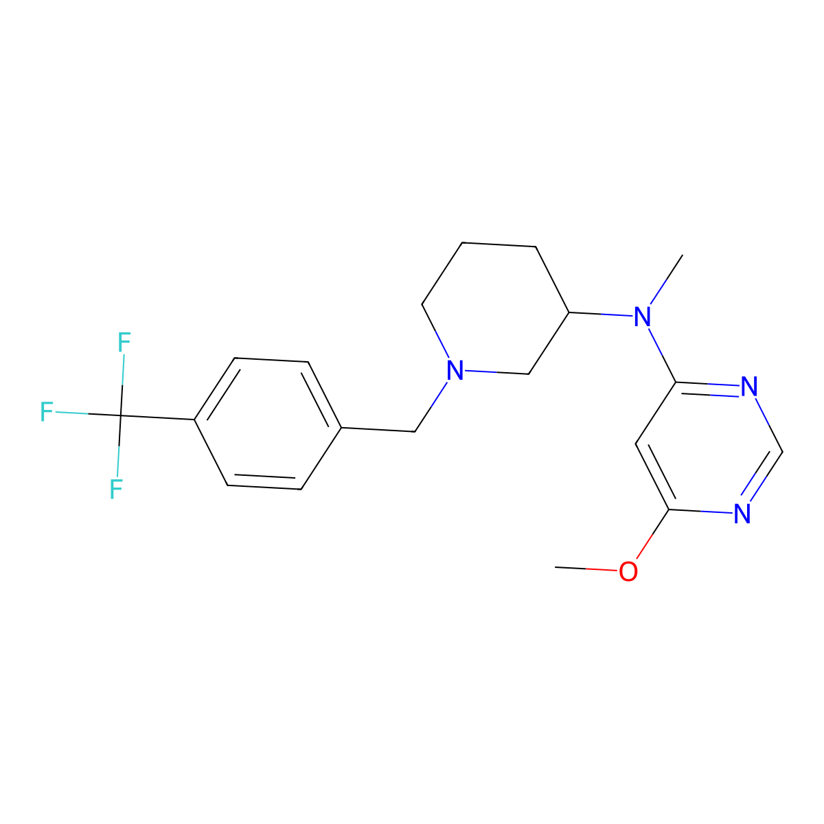 6-methoxy-N-methyl-N-(1-{[4-(trifluoromethyl)phenyl]methyl}piperidin-3-yl)pyrimidin-4-amine molecular structure, CAS 3030818-20-0