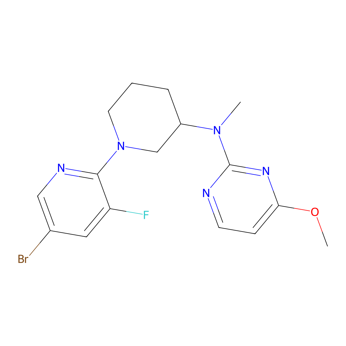 N-[1-(5-bromo-3-fluoropyridin-2-yl)piperidin-3-yl]-4-methoxy-N-methylpyrimidin-2-amine molecular structure, CAS 3030818-22-2