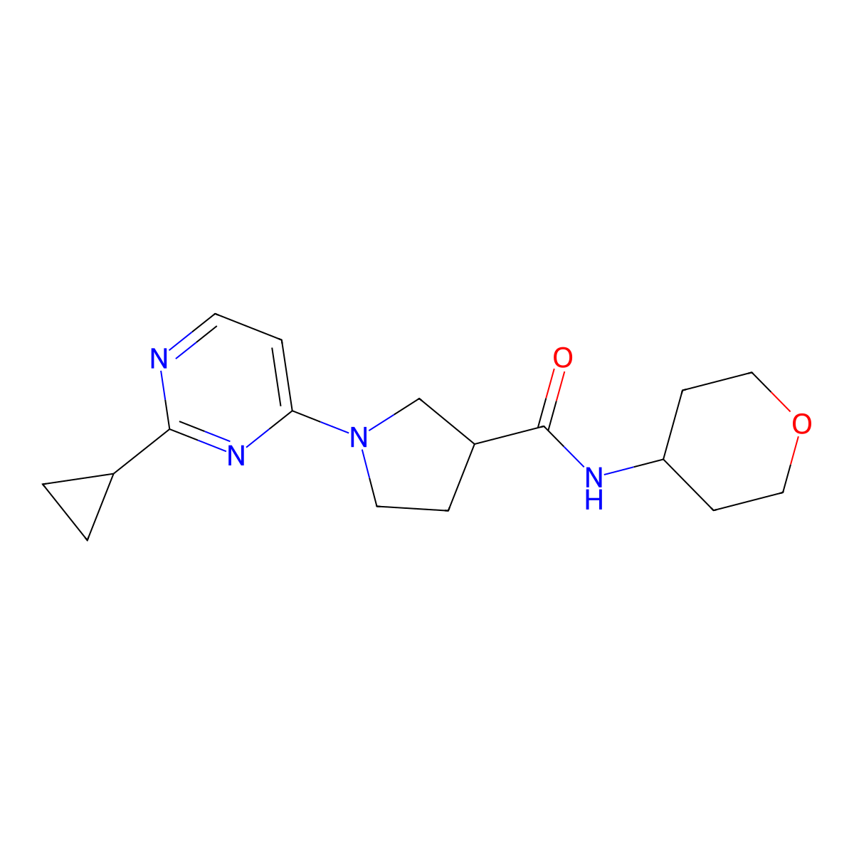 1-(3-methyl-1,2,4-thiadiazol-5-yl)-N-(oxan-4-yl)pyrrolidine-3-carboxamide molecular structure, CAS 3030818-24-4