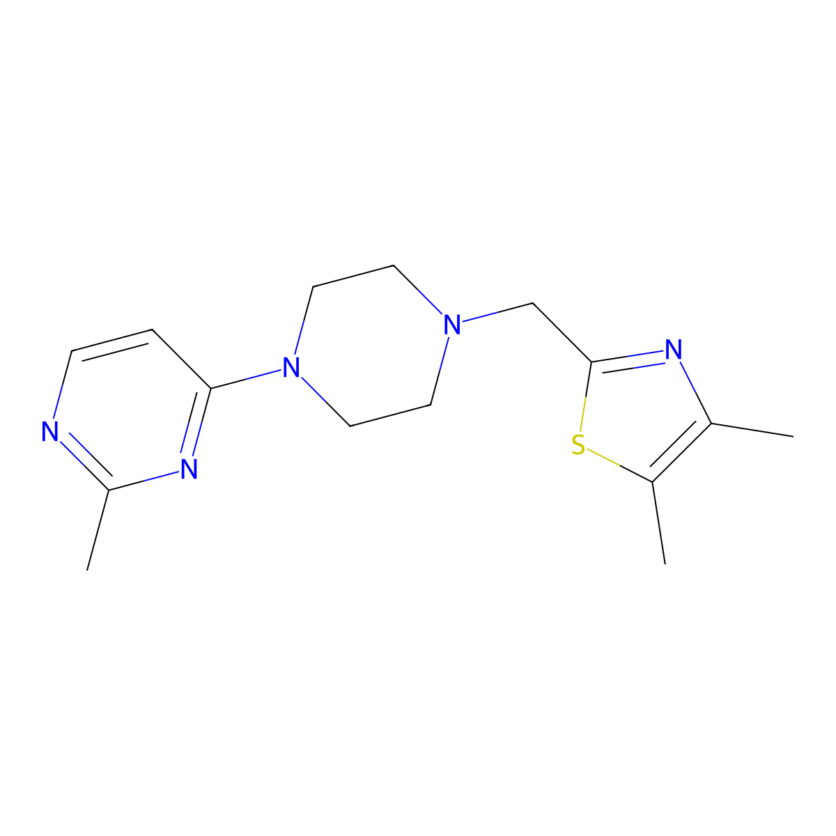 4-{4-[(4,5-Dimethyl-1,3-thiazol-2-yl)methyl]piperazin-1-yl}-2-methylpyrimidine molecular structure, CAS 3030818-29-9